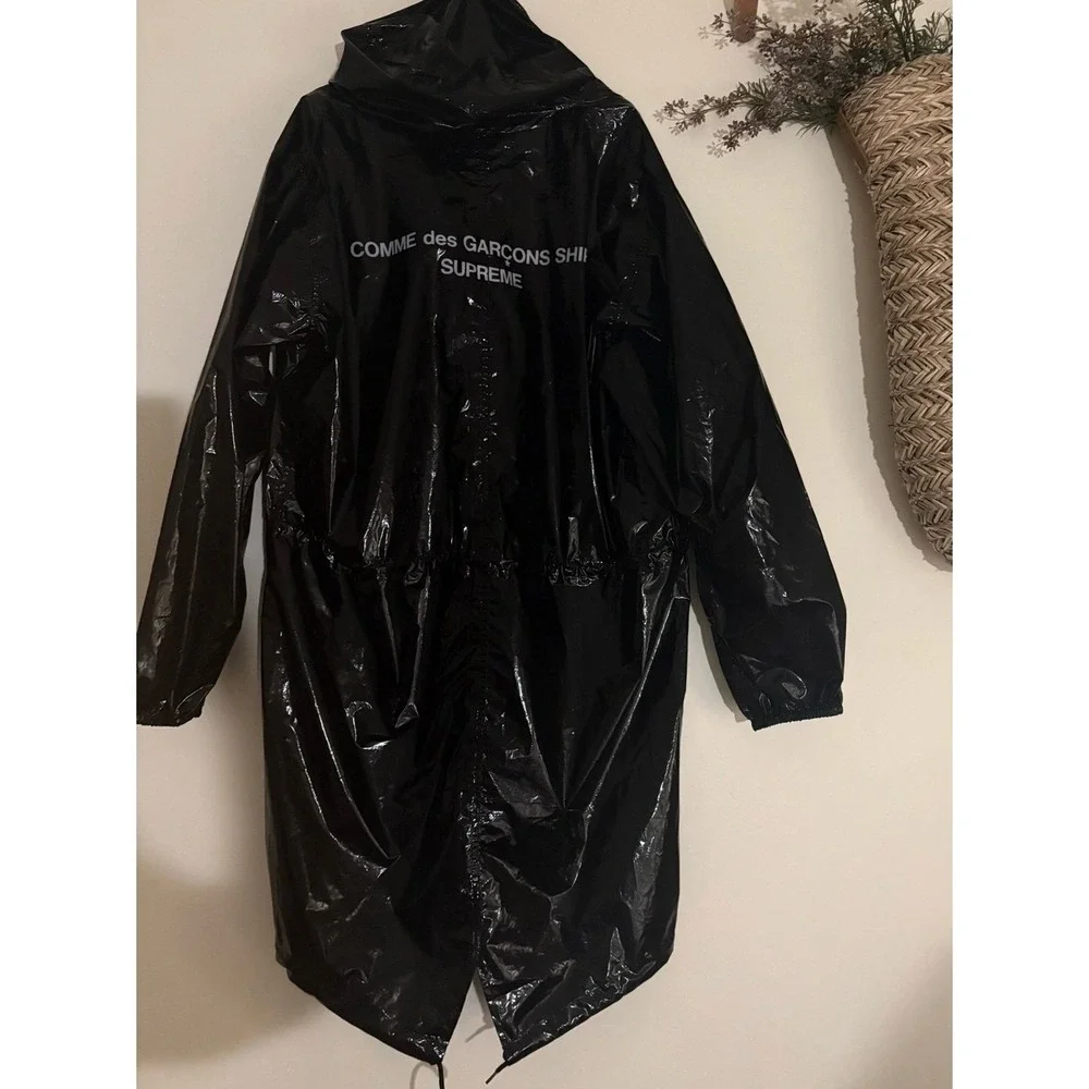 Supreme X Comme des Garçons SHIRT Glossy Black Fishtail Rain Parka XL XXL